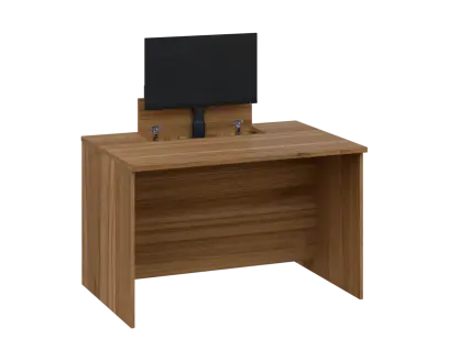 PLVM 18 - 12 stůl kancelářský s výsuvem (1x) monitoru, dřevěná podnož, deska 18 mm, široký 1200 mm, ořech světlý